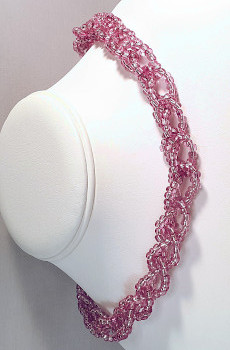Pink Crocheted Bead Choker