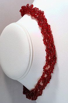 Red Crocheted Bead Choker