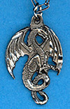 Diamond-Cut Pewter Dragon Pendant