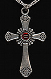 Sterling Cross Pendant with Garnet