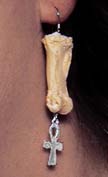 Human Fingerbone with Ankh Earring