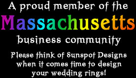 Sunspot Designs congratulates all of the gay and lesbian couples
who are looking forward to being legally married!  Please consider us
when it comes time to design your wedding bands.