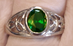 Stainless Ring with Green CZ